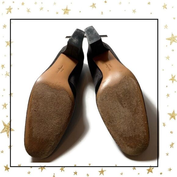 Salvatore Ferragmo Black Gray Suede Heels 8 - Picture 7 of 9